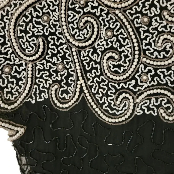 Vintage Scala 1990s Silk Beaded Sequins Evening Cocktail Dress Small - Picture 5 of 7